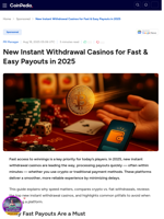 New Instant Withdrawal Casinos for Fast & Easy Payouts in 2025