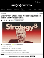 Experts Warn Bitcoin Has a MicroStrategy Problem as BTC and MSTR Stock Sink
