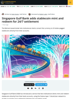 Singapore Gulf Bank Adds Fiat-to-Stablecoin Conversion Feature