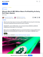Bitcoin’s Next Price Rally Could Turn $61 Billion BTC Profitable