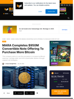 MARA Completes $950M Convertible Note Offering To Purchase More Bitcoin