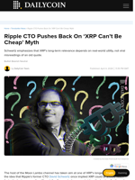 Ripple CTO Pushes Back On ‘XRP Can’t Be Cheap’ Myth - DailyCoin