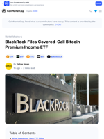 BlackRock Files Covered-Call Bitcoin Premium Income ETF: Guest Post by Yellow News | CoinMarketCap