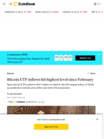Bitcoin ETF inflows hit highest level since February