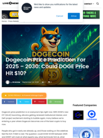 Dogecoin Price Prediction For 2025 - 2030: Could DOGE Price Hit $10? | Live Bitcoin News