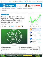 Cardano $1 Break Could Ignite the Rally as Network Activity Explodes Past 1 Million Transactions ⋆ ZyCrypto