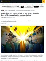 EdgeX Blames Outsider for EDGE Token Crash as ZachXBT Alleges Insider Manipulation