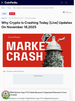 Why Crypto Is Crashing Today [Live] Updates On November 18,2025