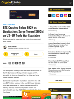 BTC Crashes Below $92K as Liquidations Surge Toward $900M on US–EU Trade War Escalation