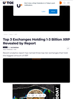 Top 3 Exchanges Holding 1-3 Billion XRP Revealed by Report - U.Today