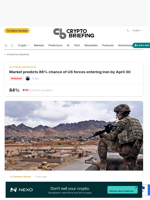 Market predicts 86% chance of US forces entering Iran by April 30