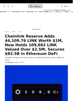 Chainlink Reserve Adds 44,109.76 LINK Worth $1M, Now Holds 109,662 LINK Valued Over $2.5M, Secures $82.5B in Ethereum DeFi - 