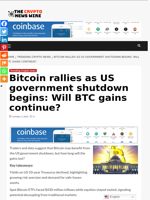 Bitcoin rallies as US government shutdown begins: Will BTC gains continue? - The Crypto News Wire