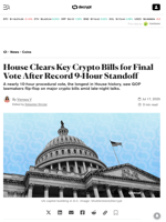 House Clears Key Crypto Bills for Final Vote After Record 9-Hour Standoff - Decrypt