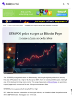 SPX6900 price surges as Bitcoin Pepe momentum accelerates - CoinJournal