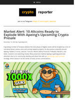 Top 10 Gems: Apeing’s Upcoming Crypto Presale Leads