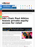 SEC Chair Paul Atkins teases private equity access for retail - The Crypto News Wire