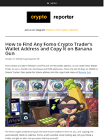 How to Find Any Fomo Crypto Trader's Wallet Address and Copy It on Banana Gun