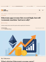 Ethereum app revenue hits record high, but will 'economic machine' fuel next rally? - AMBCrypto