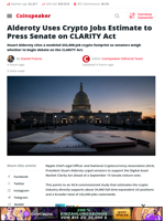 CLARITY Act: Crypto Jobs Estimate Shapes Senate Push