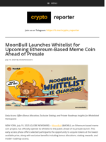 MoonBull Launches Whitelist for Upcoming Ethereum-Based Meme Coin Ahead of Presale