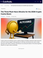 The Three Must-Have Altcoins for the 2026 Crypto Casino Boom