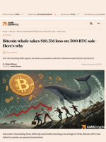 Bitcoin whale dumps $45 million worth of BTC