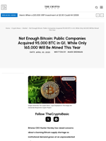 Not Enough Bitcoin: Public Companies Acquired 95,000 BTC in Q1, While Only 165,000 Will Be Mined This Year