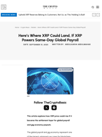 Here’s Where XRP Could Land, If XRP Powers Same-Day Global Payroll