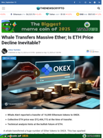 Whale Transfers Massive Ether; Is ETH Price Decline Inevitable? - TheNewsCrypto