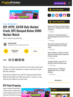 ICP, HYPE, ASTER Defy Market Crash, BTC Dumped Below $90K: Market Watch