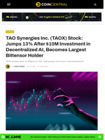 TAO Synergies Inc. (TAOX) Stock: Jumps 13% After $10M Investment in Decentralized AI, Becomes Largest Bittensor Holder
