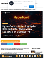 HyperCore Closing Solana Gap With 10,000 TPS Surge