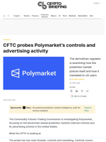 CFTC probes Polymarket's controls and advertising activity