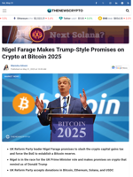 Nigel Farage Makes Trump-Style Promises on Crypto at Bitcoin 2025