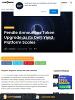Pendle Announces Token Upgrade as Its DeFi Yield Platform Scales | Live Bitcoin News