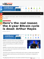 Here’s the real reason the 4-year Bitcoin cycle is dead: Arthur Hayes - The Crypto News Wire