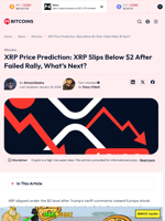 XRP Price Prediction: Slips Below $2 After Failed Rally, $1 Next?