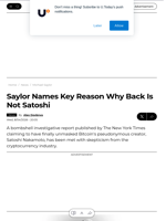 Saylor Names Key Reason Why Back Is Not Satoshi - U.Today