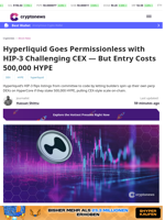 Hyperliquid Goes Permissionless with HIP-3 Challenging CEX — But Entry Costs 500,000 HYPE