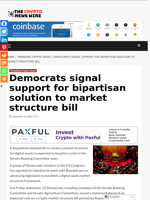 Democrats signal support for bipartisan solution to market structure bill - The Crypto News Wire