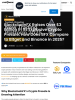 BlockchainFX Raises Over $3 Million In Its Explosive Crypto Presale: How Does BFX Compare to Bitget and Binance in 2025? | Live Bitcoin News