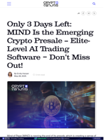 Only 3 Days Left: MIND Is the Emerging Crypto Presale — Elite-Level AI Trading Software - Don't Miss Out!