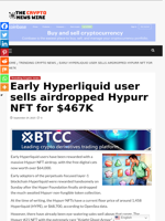 Early Hyperliquid user sells airdropped Hypurr NFT for $467K - The Crypto News Wire