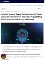 Naoris Protocol Takes the Spotlight in Trade Group’s Submission to the SEC: Highlighting Post-Quantum Transition Readiness