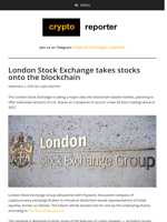 London Stock Exchange takes stocks onto the blockchain