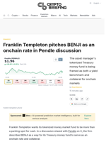 Franklin Templeton pitches BENJI as an onchain rate in Pendle discussion