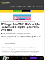 BTC Struggles Below $100K, US Inflation Higher Than Expected, ETF Filings Pile Up: Your Weekly Crypto Recap