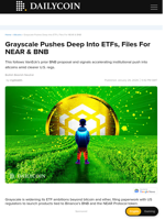 Grayscale Pushes Deep Into ETFs, Files For NEAR & BNB - DailyCoin