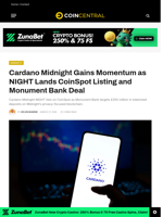 Cardano Midnight Gains Momentum as NIGHT Lands CoinSpot Listing and Monument Bank Deal